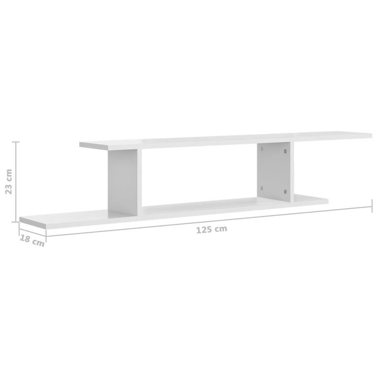 Tv-wandschap 125x18x23 cm bewerkt hout hoogglans wit