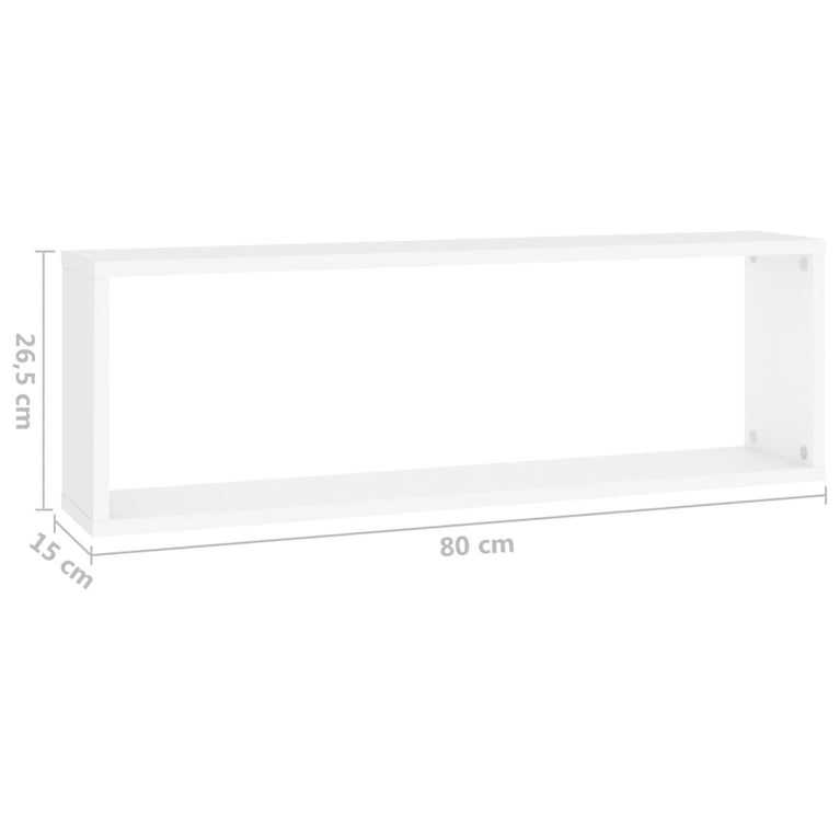 Wandschappen kubus 2 st 80x15x26,5 cm spaanplaat wit