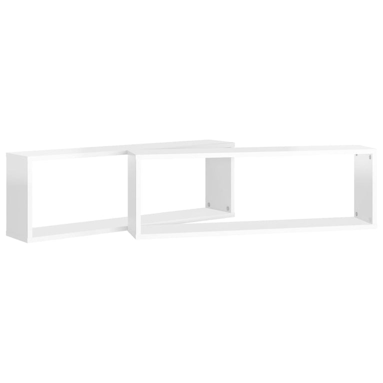 Wandschappen kubus 2 st 80x15x26,5 cm spaanplaat hoogglans wit