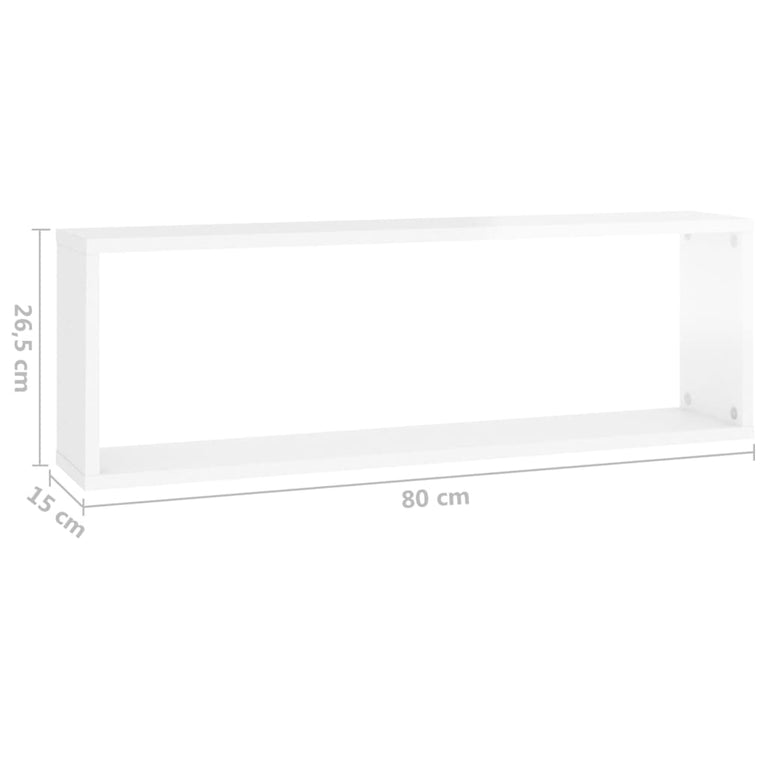 Wandschappen kubus 2 st 80x15x26,5 cm spaanplaat hoogglans wit