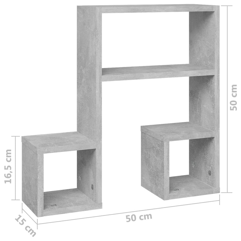 Wandschappen 2 st 50x15x50 cm bewerkt hout betongrijs