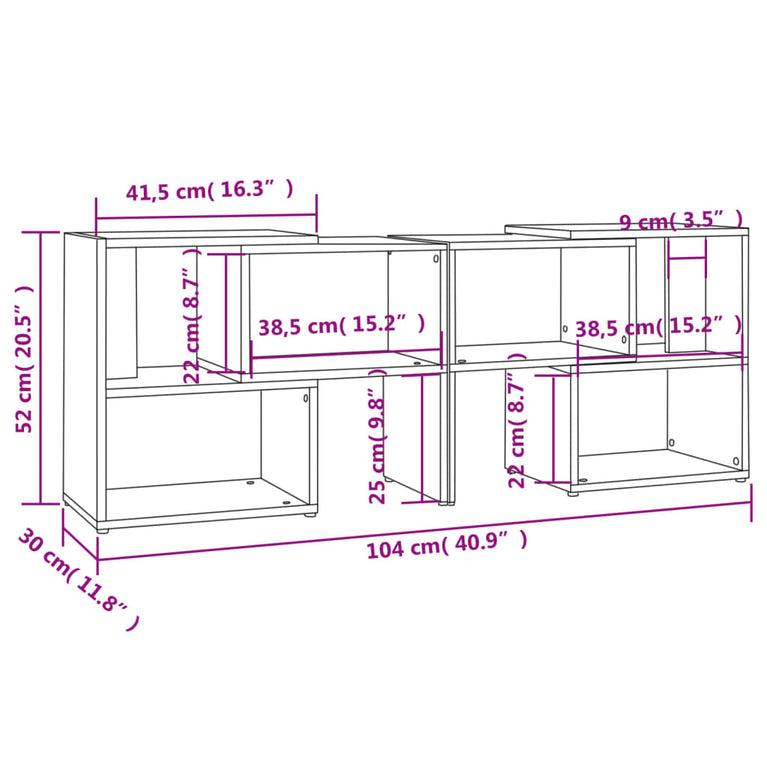 Tv-meubel meubel 104x30x52 cm bewerkt hout betongrijs