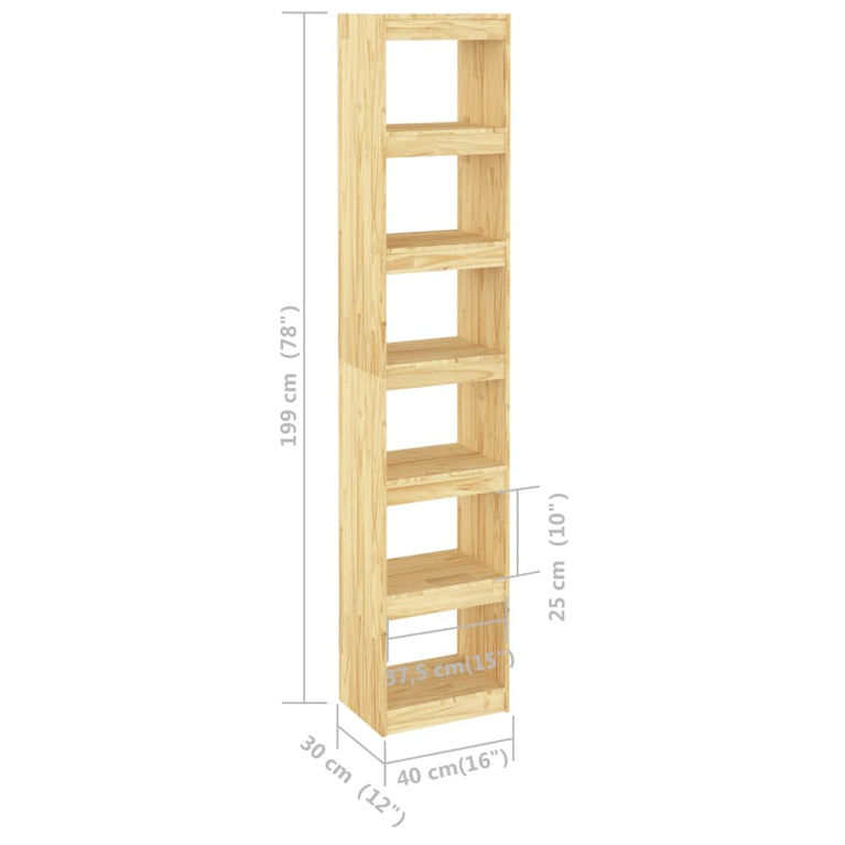 Boekenkast / kamerscherm 40x30x199 cm massief grenenhout