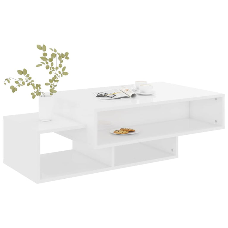 Salontafel 105x55x32 cm spaanplaat hoogglans wit