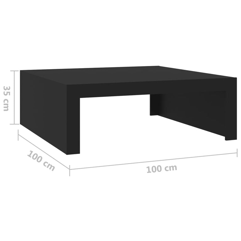 Salontafel 100x100x35 cm spaanplaat zwart
