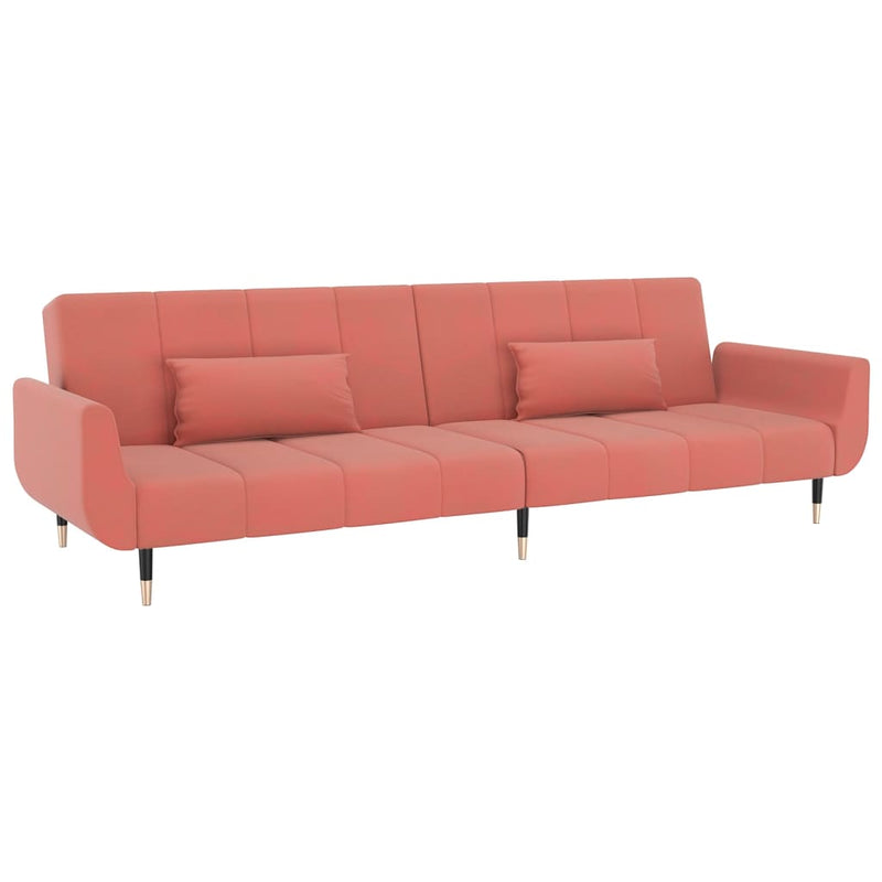 Slaapbank 2-zits met 2 kussens fluweel roze