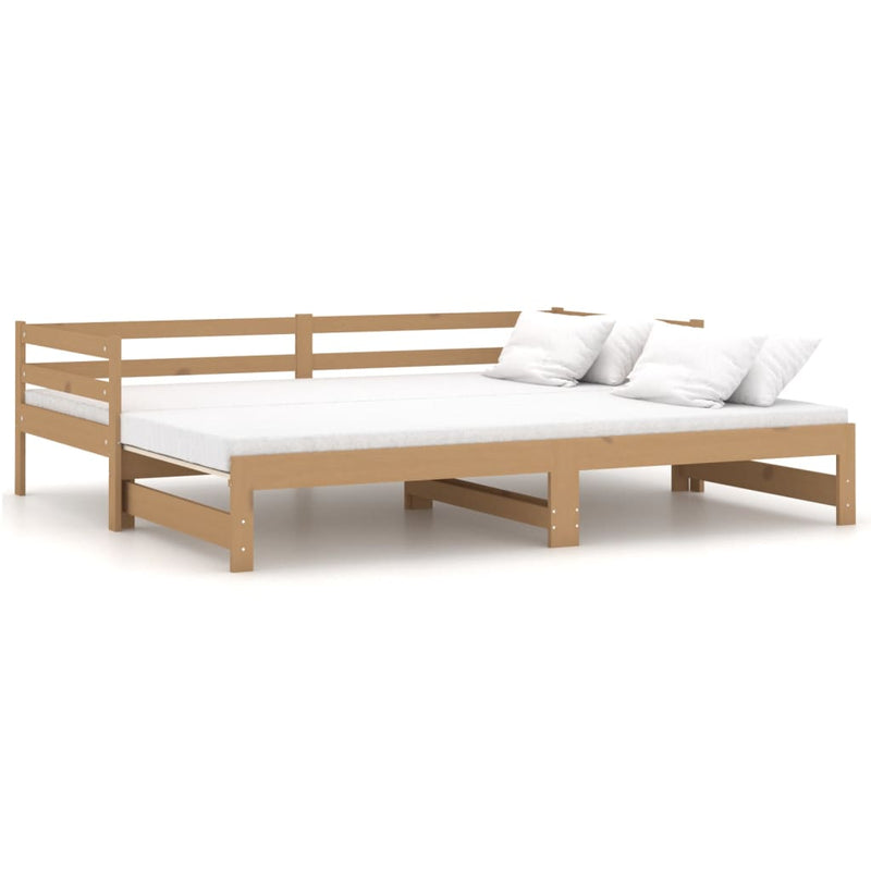 Slaapbank uitschuifbaar grenenhout honingbruin 2x(90x200) cm