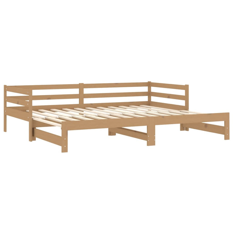 Slaapbank uitschuifbaar grenenhout honingbruin 2x(90x200) cm