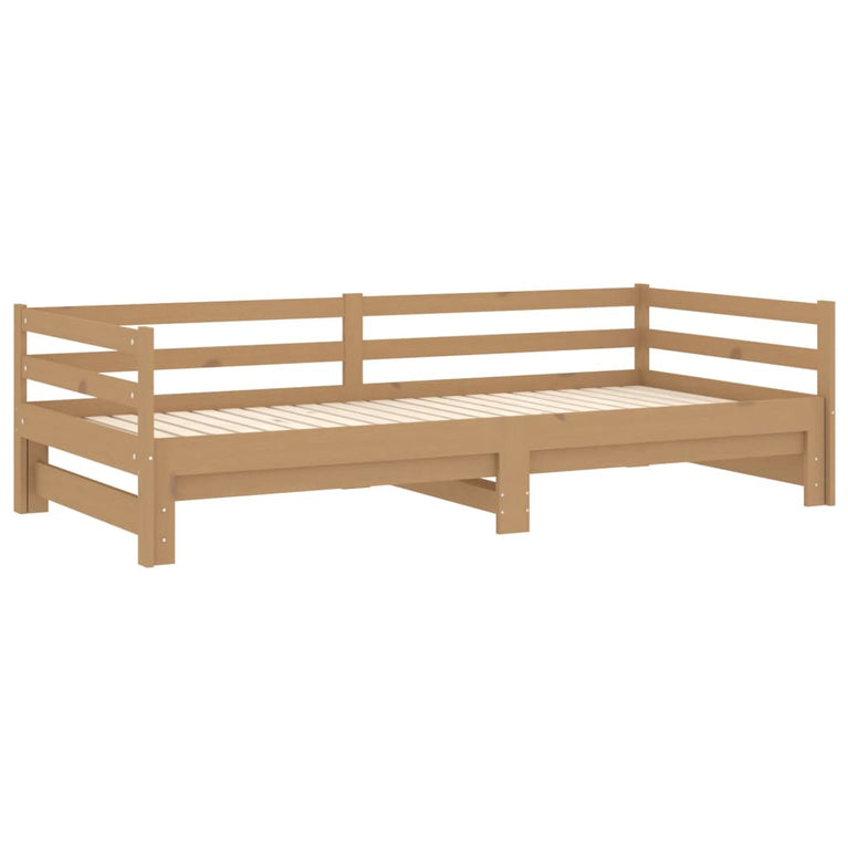Slaapbank uitschuifbaar grenenhout honingbruin 2x(90x200) cm