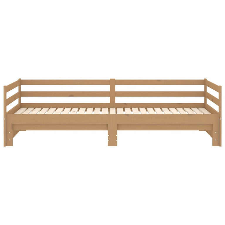 Slaapbank uitschuifbaar grenenhout honingbruin 2x(90x200) cm