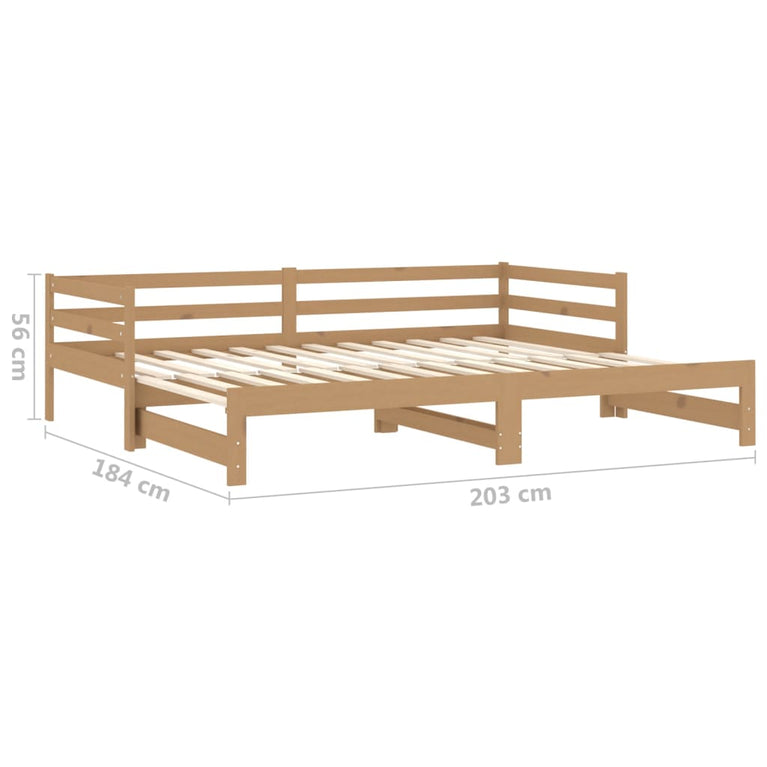 Slaapbank uitschuifbaar grenenhout honingbruin 2x(90x200) cm