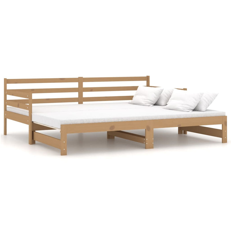 Slaapbank uitschuifbaar grenenhout honingbruin 2x(90x200) cm