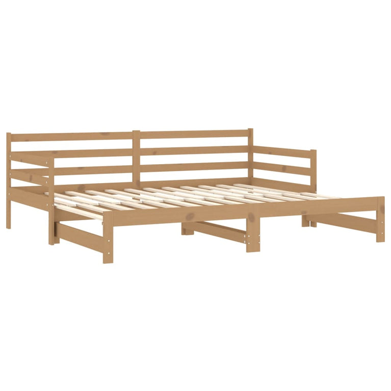 Slaapbank uitschuifbaar grenenhout honingbruin 2x(90x200) cm