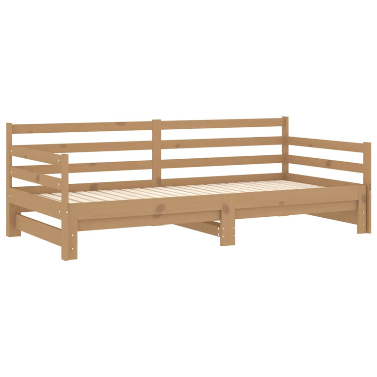 Slaapbank uitschuifbaar grenenhout honingbruin 2x(90x200) cm