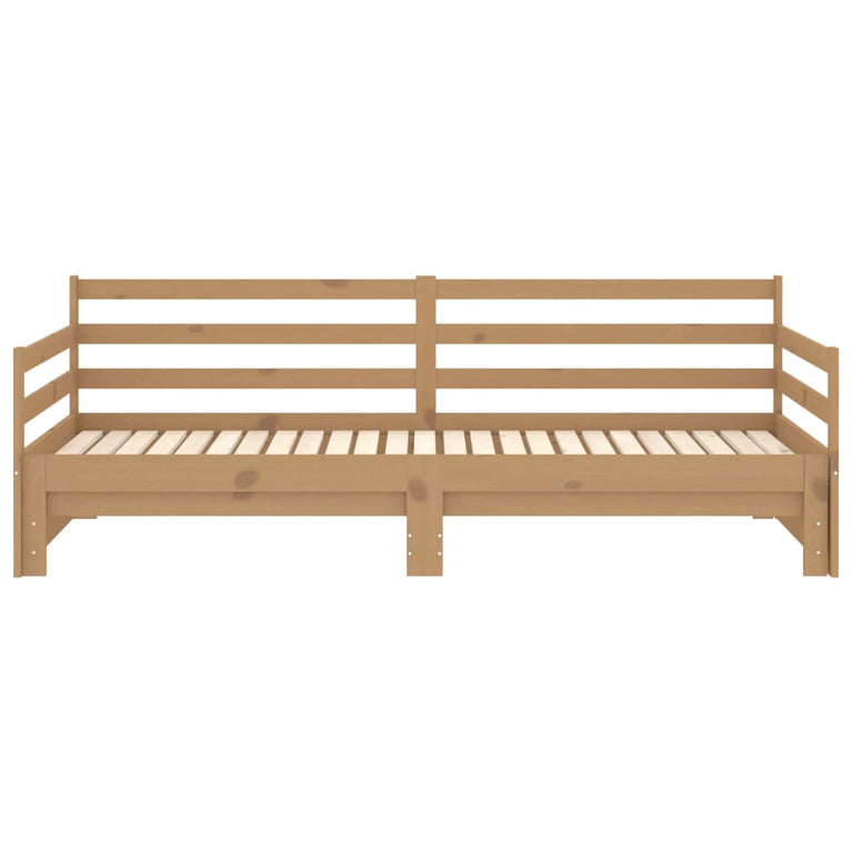 Slaapbank uitschuifbaar grenenhout honingbruin 2x(90x200) cm