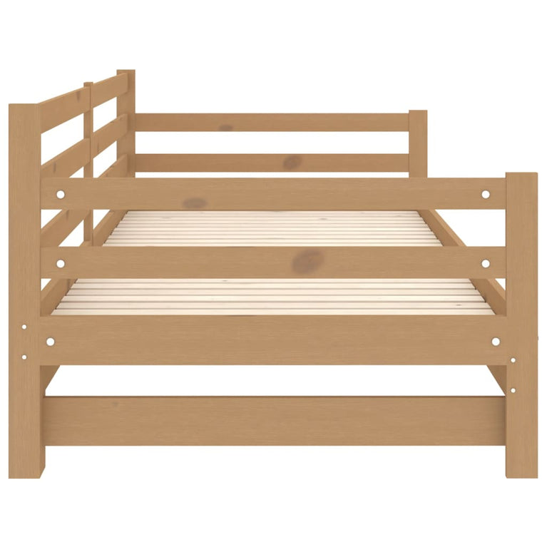 Slaapbank uitschuifbaar grenenhout honingbruin 2x(90x200) cm