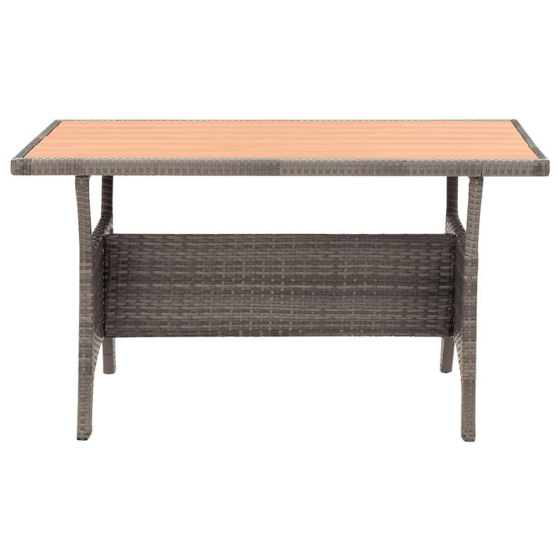 Tuintafel 120x70x66 cm poly rattan grijs