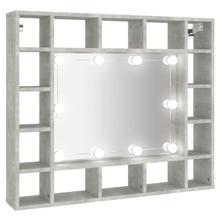 Spiegelkast met LED-verlichting 91x15x76,5 cm betongrijs