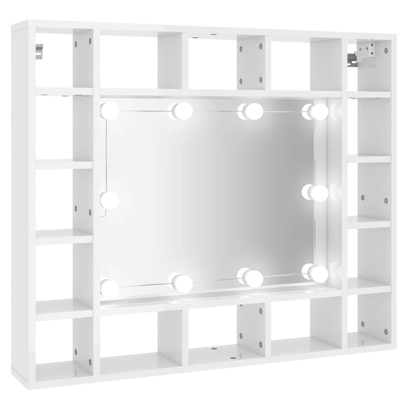 Spiegelkast met LED-verlichting 91x15x76,5 cm hoogglans wit