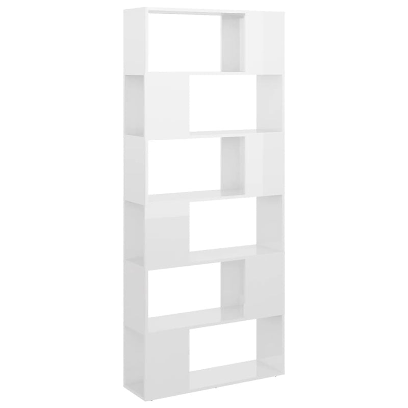 Boekenkast/kamerscherm 80x24x186 cm spaanplaat hoogglans wit