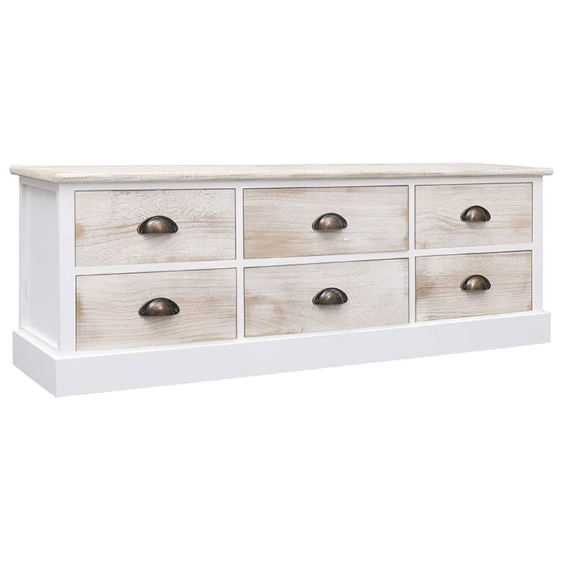 Tv-meubel 108x30x40 cm massief paulowniahout wit en lichtbruin