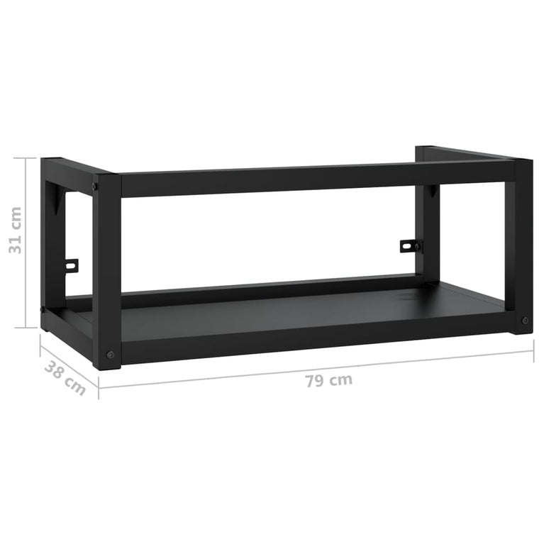 Wastafelframe wandgemonteerd 79x38x31 cm ijzer zwart