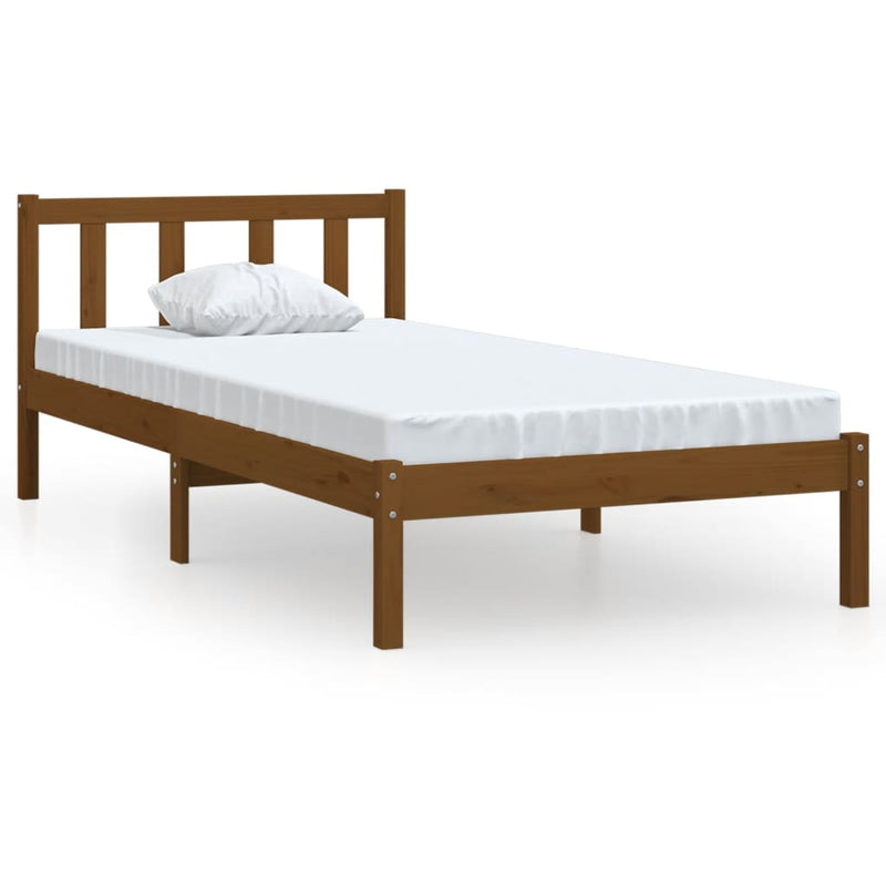 Bedframe massief grenenhout honingbruin 90x200 cm