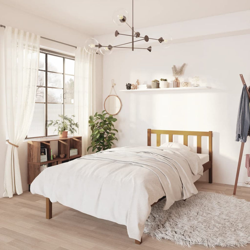 Bedframe massief grenenhout honingbruin 90x200 cm