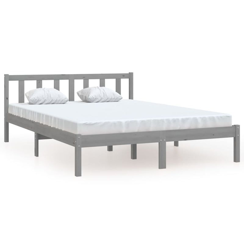 Bedframe massief grenenhout grijs 160x200 cm