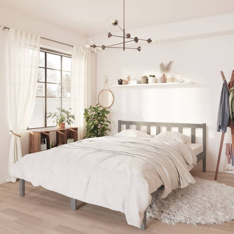 Bedframe massief grenenhout grijs 160x200 cm