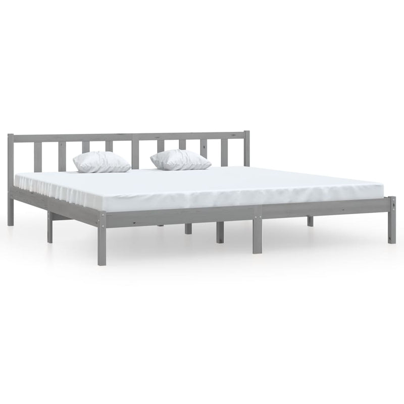 Bedframe massief grenenhout grijs 180x200 cm
