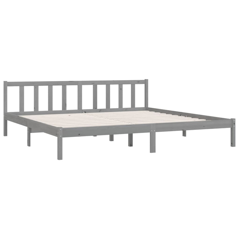 Bedframe massief grenenhout grijs 180x200 cm
