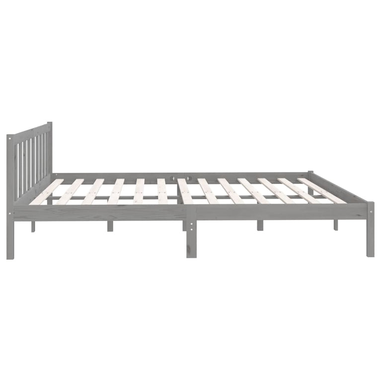 Bedframe massief grenenhout grijs 180x200 cm