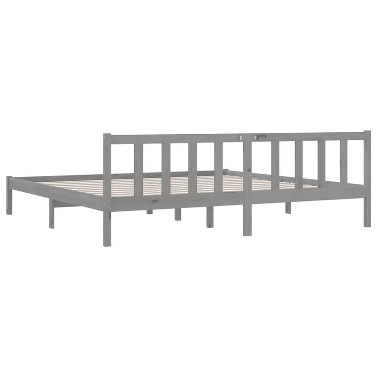 Bedframe massief grenenhout grijs 180x200 cm