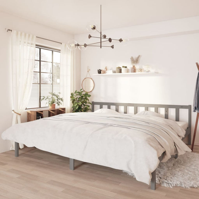 Bedframe massief grenenhout grijs 180x200 cm