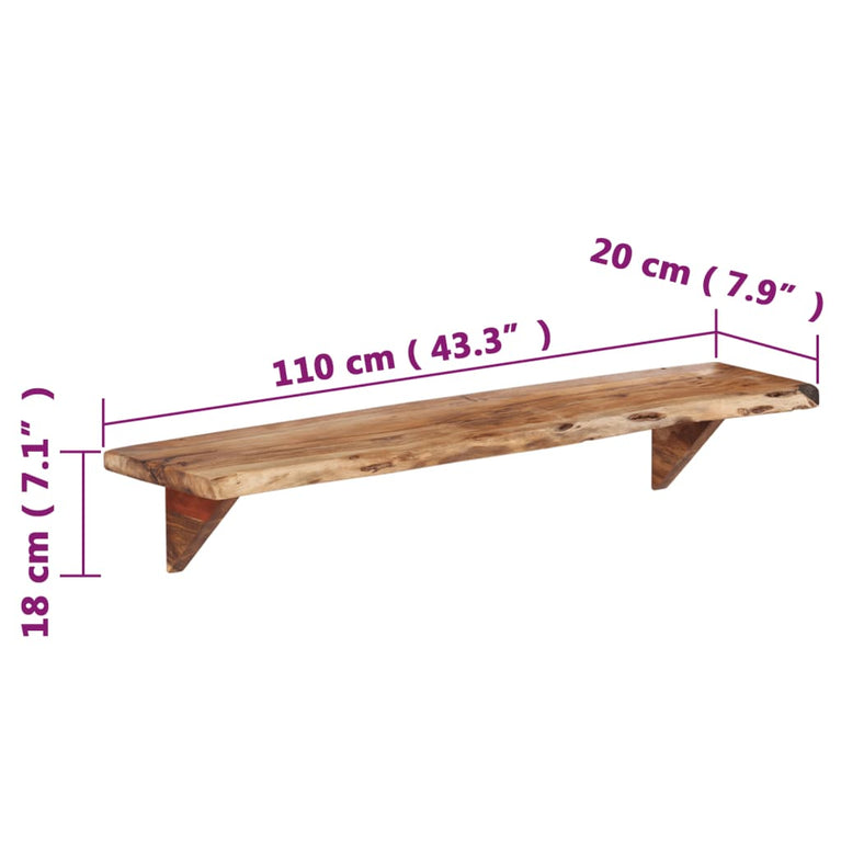 Wandschappen 2 st 110x20x18 cm massief acaciahout