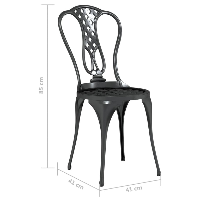 3-delige Bistroset gietaluminium zwart