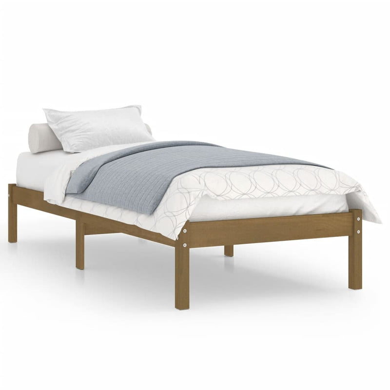 Bedframe massief hout honingbruin 75x190 cm