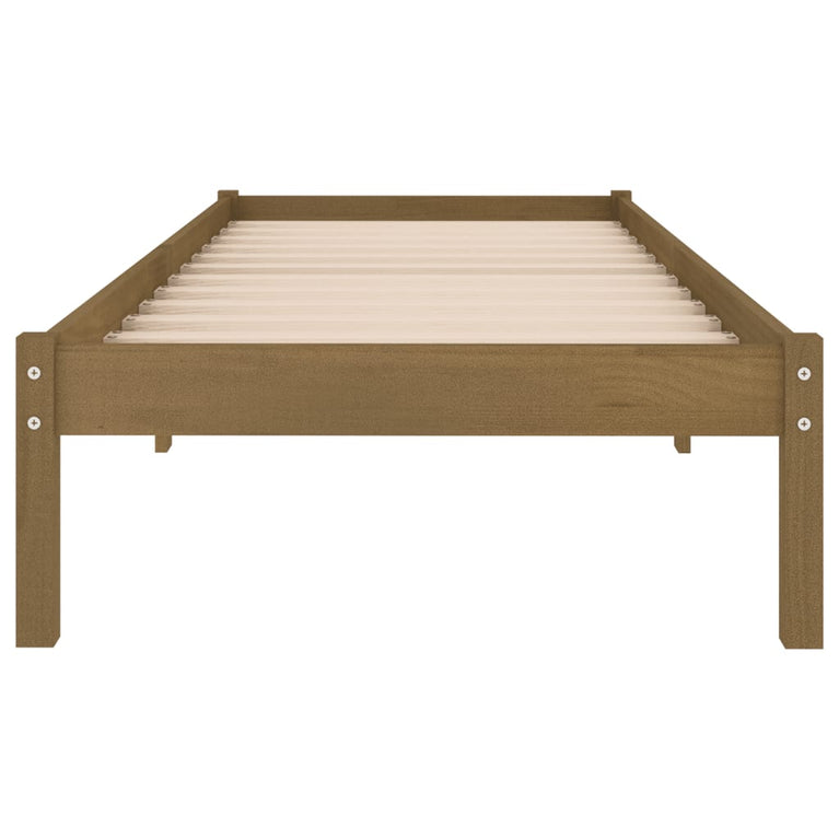 Bedframe massief hout honingbruin 75x190 cm