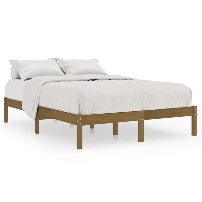 Bedframe massief hout honingbruin 120x190 cm