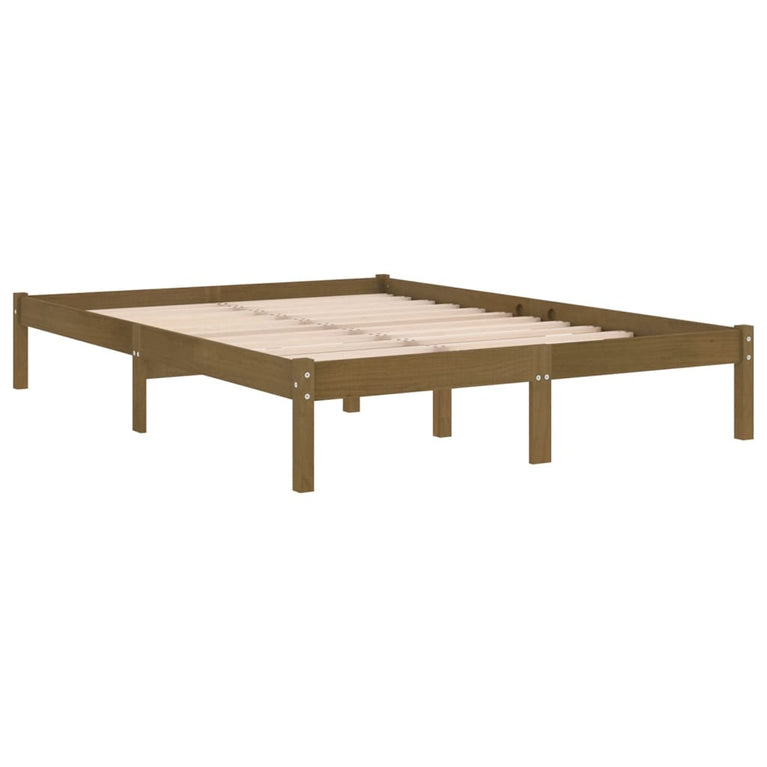 Bedframe massief hout honingbruin 120x190 cm