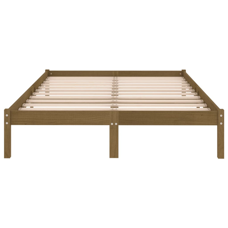 Bedframe massief hout honingbruin 120x190 cm