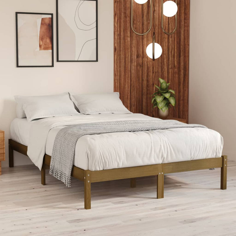 Bedframe massief hout honingbruin 120x190 cm