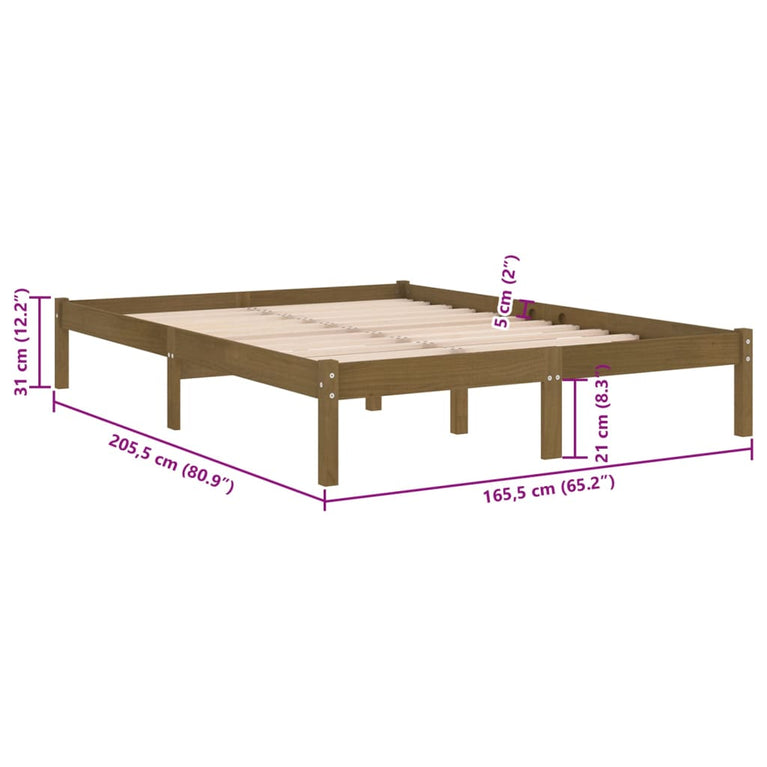 Bedframe massief grenenhout honingbruin 160x200 cm
