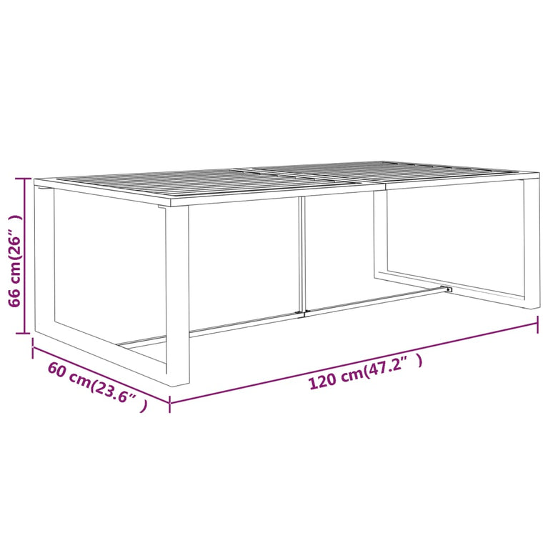Tuintafel 120x60x66 cm aluminium antracietkleurig