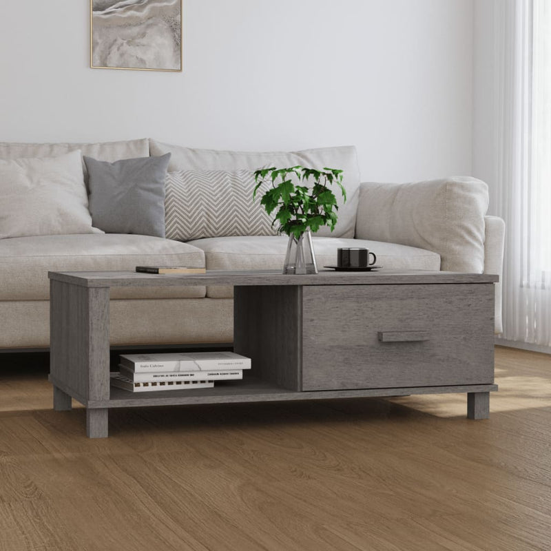 Salontafel HAMAR 100x55x35 cm massief grenenhout lichtgrijs