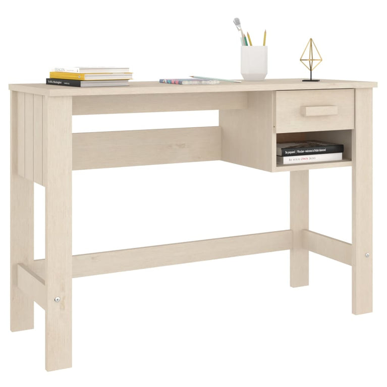 Bureau HAMAR 110x40x75 cm massief grenenhout honingbruin