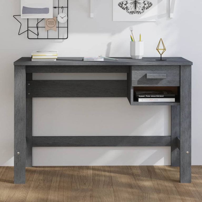 Bureau HAMAR 110x40x75 cm massief grenenhout donkergrijs