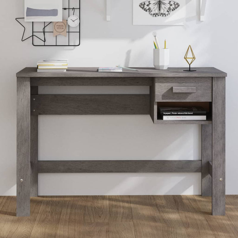 Bureau HAMAR 110x40x75 cm massief grenenhout lichtgrijs