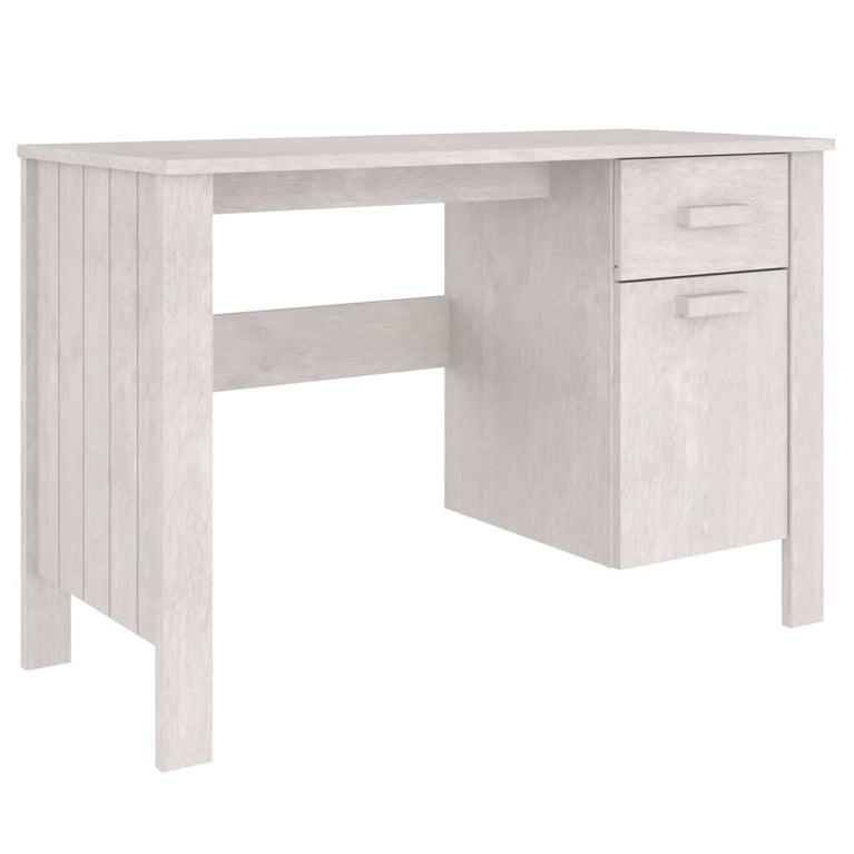 Bureau HAMAR 113x50x75 cm massief grenenhout wit